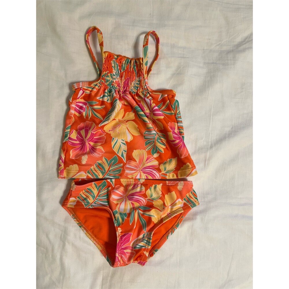 Wonder Nation Baby Toddler Girls Tankini Swimsuit Tropical Orange 18M